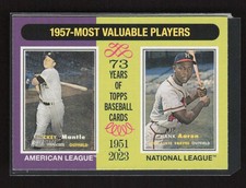 2024 Topps Heritage #190 1957 MVPs (Mickey Mantle / Hank Aaron)