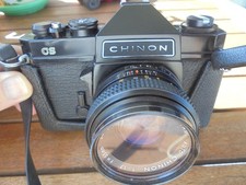 Estate Working Chinon CS 35mm Black Camera with Lens, Case, and Strap