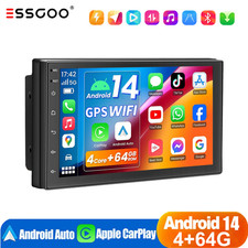 4 64G 7" Double 2 DIN Android 15 Car Stereo Radio Carplay GPS NAV BT WIFI SWC