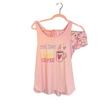Secret Treasures Pajama Set Size M Top Large Bottom Coffee Tank Top Shorts Pink