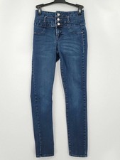 Refuge Jeans Womens Size 4 Skinny Leg Dark Wash Ultra Low Rise Stretch Blue