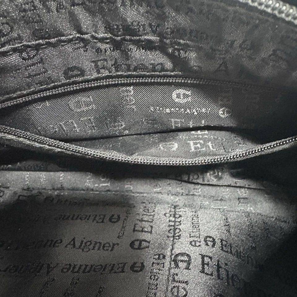 Bolso de hombro vintage de cuero marrón oscuro casi negro Etienne Aigner Y2K Foto 3 de 4