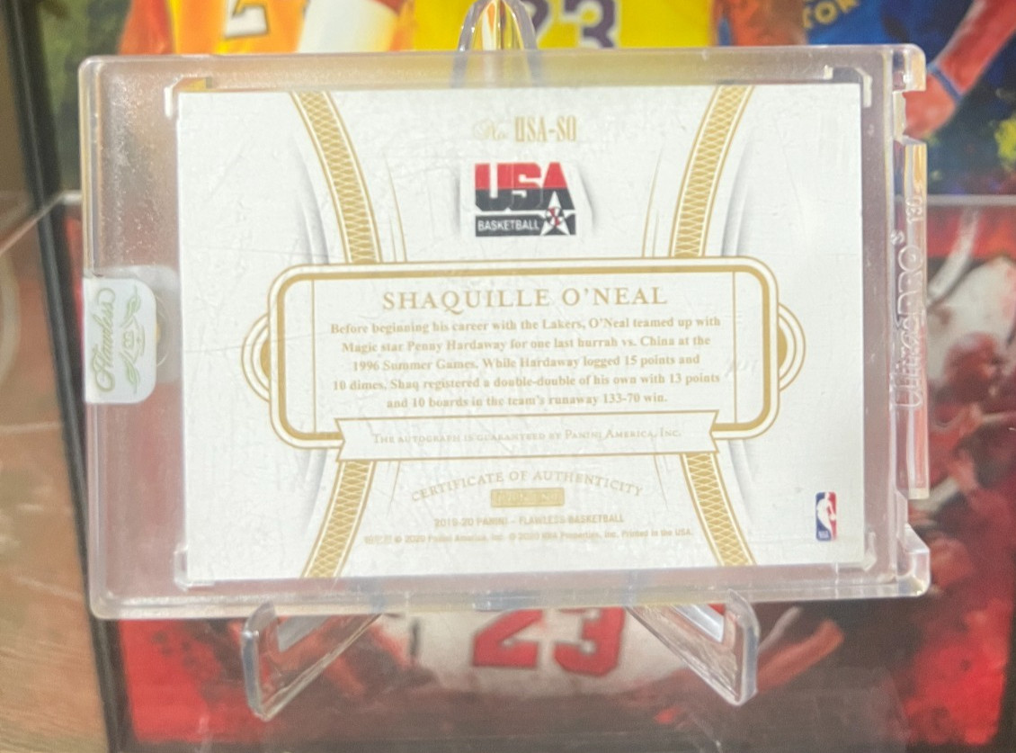 2019-20 Panini Flawless Shaquille O'Neal Emerald USA Basketball Auto 5/5 view 5