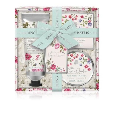 BAYLIS & HARDING Royale Garden Rose Poppy Vanilla Body Butter Shower Salt 3X Set