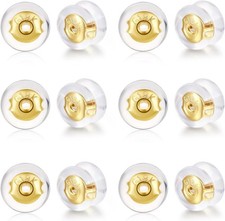 18K Gold Locking Secure Earring Backs for Studs, Silicone gold
