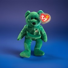 TY Beanie Baby Erin the Bear 1997 Green w/ Shamrock Retired PE Pellets Tag