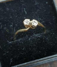 9ct Gold Ring with 2 Small Diamonds Fully Hallmarked