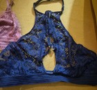 LOT 2 Victorias Secret Sexy Lace Bralette Strappy Halter Navy Keyhole Medium — photo 3