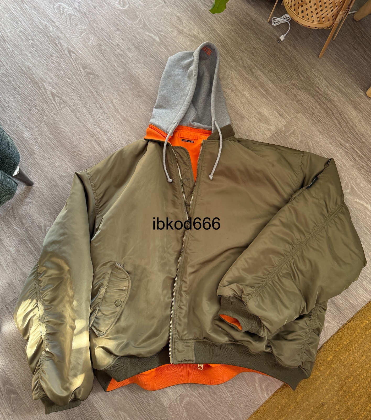 Vetements X Alpha Industries Reversible Green/Orange Bomber Jacket