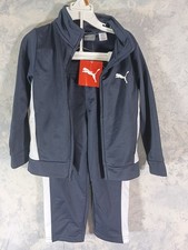 PUMA 3T- Full Zip Hoodie Jogger Set Boys Navy Blue White- Brand New