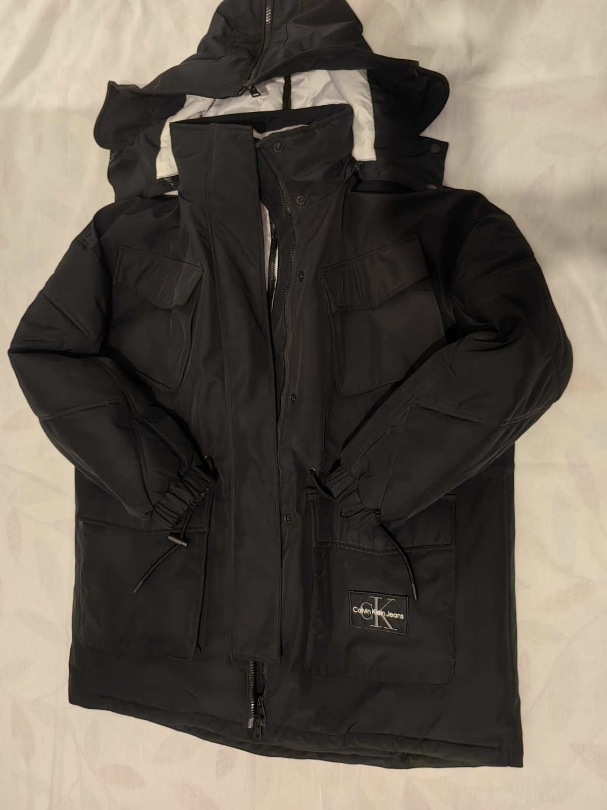 Calvin Klein Jeans technical hooded puffer jacket - Size S (8-12) RRP £300 image 9