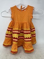 Native American Seminole Miccosukee Patchwork Handmade Orange Toddler Dress 31 