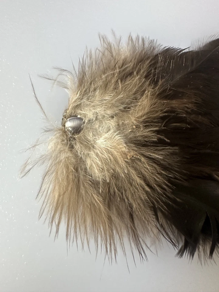 Feather Hair Barrette Handmade Light Brown and Black/Dark Green Feathers - Image 3 of 4