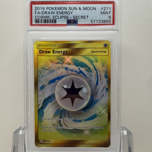 2019 Pokemon Cosmic Eclipse FULL ART DRAW ENERGY SECRET RARE #271/236 PSA 9 MINT