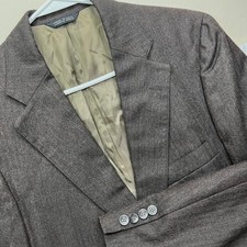 Vintage Chaps Ralph Lauren Mens Virgin Wool Blazer Brown Herringbone Made USA