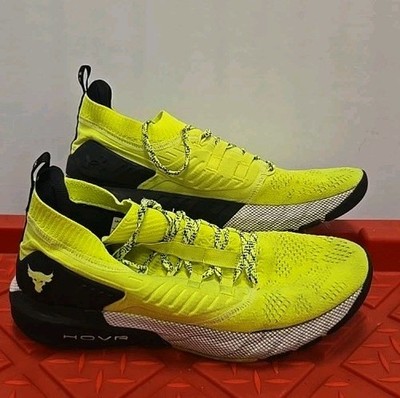Under Armour Project Rock 3 HOVR Training Shoes Mens Size 12 High Vis Yellow