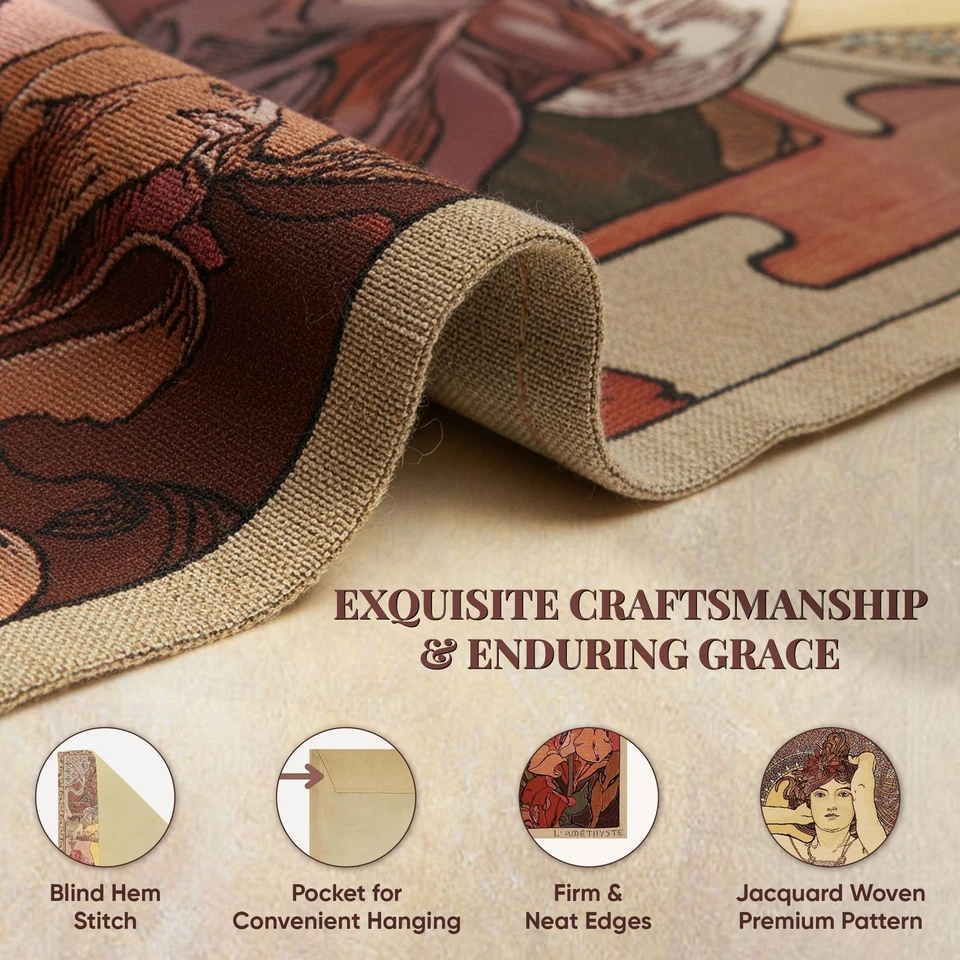 Tapiz Europeo Mucha Amatista - Piedras Preciosas - Amatista - Tejido Jacquard Foto 3 de 4