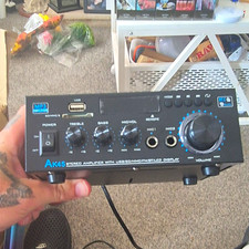 AK45 2-Channel Stereo Amplifier 60W Class AB USB RCA FM LED Display Black