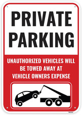 1PC Private Parking Sign, 14 X 10 Inches - Aluminum - Violators Will Be Towed