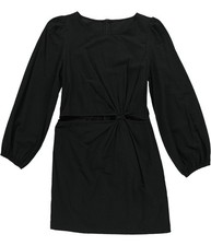 Tags Weekly Womens Cotton Waist Knot Cutout Midi Dress, black, S