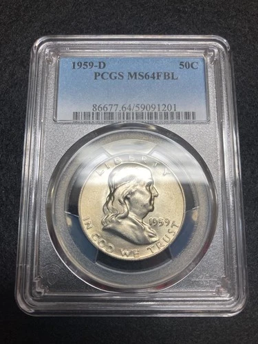 1959-D PCGS MS64 FBL Franklin Half w/ Blast White Surfaces & Outstanding Luster