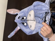 Disney Womens M Eeyore One Piece Romper Pajamas PJs Costume Faux Fur Soft Cozy