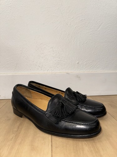 Vintage Bragano Italien elegante Schuhe Herren schwarz Leder Kiltie Quaste Gr. 11,5M/US