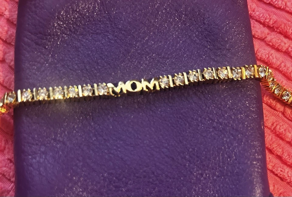Винтажный мама позолоченный со стразами теннисный браслет 8 дюймов + бесплатный подарок - Изображение 2 из 4