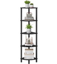 5Tier Corner Bookshelf Industrial Ladder Display Shelf Black Model UJSJ001B