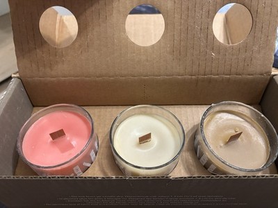 PartyLite Nature's Light Crackling Wood Wick Mini Jar Trio New P2G/P95601