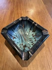 Vintage Murano Weil Blue & Copper Glass Ashtray 4”