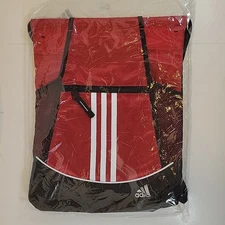 ADIDAS Light Weight Drawstring Travel Pack Sack Bag Red and Black NEW SEALED