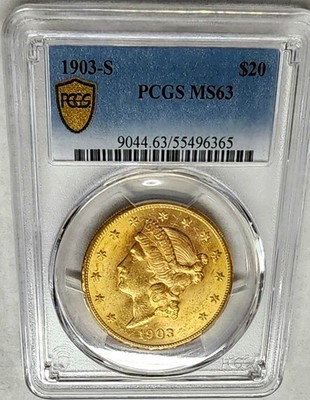 Choice 1903-S $20 Gold Liberty Head Double Eagle PCGS MS-63 GS Choice 1903-S $20 Gold Liberty Head Double Eagle PCGS MS-63 GS