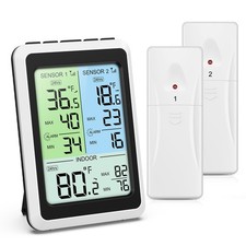 Digital Refrigerator Thermometer, Freezer Thermometer with 2 Sensors, ...