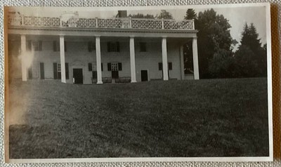 Vintage Photo Large White House Columns Two Story Lawn B&W 5.5'' x 3.25''