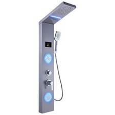 ELLO ALLO Shower Panel System Tower, LED Rainfall and Mist Head Rain Massage
