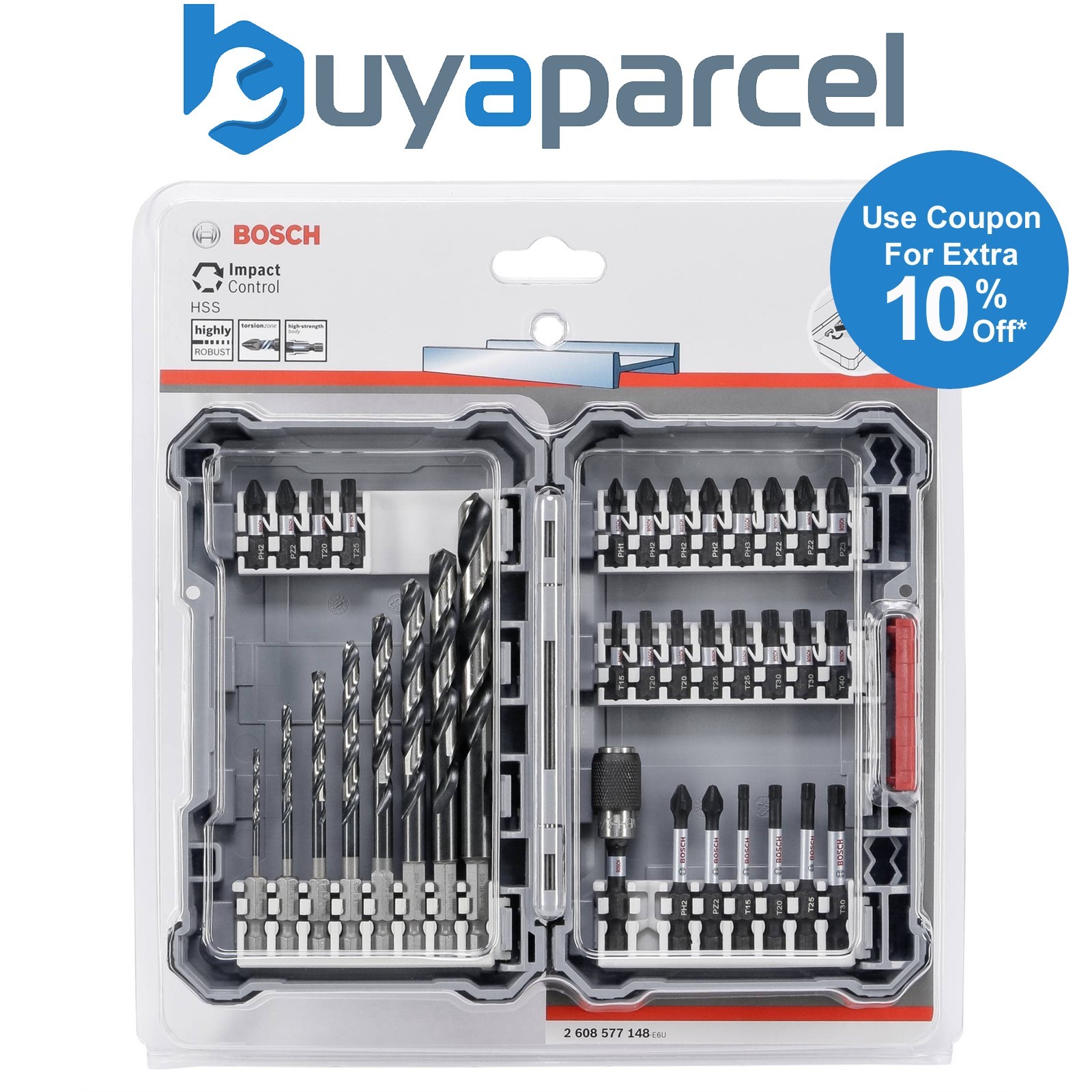 Bosch PRO 35 PC HSS Impact Driver Rated Screwdriver Bit Set + Robust Case