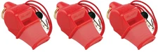 Fox 40 Sonik Blast CMG 3-Chamber Pealess Whistle + Lanyard, Red (3-Pack)