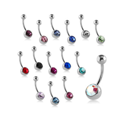 Titan 1.6 mm Bauchnabelpiercing Glitzerstein 5/8 mm Kugel 6 mm bis 14 mm Länge