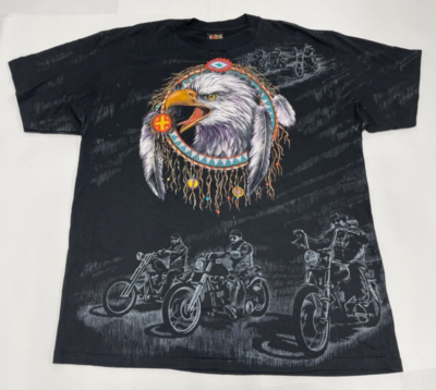 VTG 90s Harley-Davidson 3D Emblem XL T-Shirt USA Eagle 