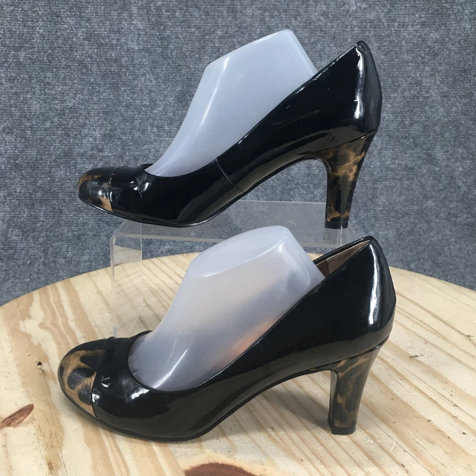 Nine West Shoes Womens 6.5 M Best Bet Slip On Pumps Black Faux Leather Heels - Image 2 of 4