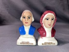 VTG George  Martha Washington Salt Pepper Shakers Washington D.C. Cork Stopper