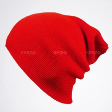 Knit Cuff Beanie Hat Winter Cap Slouchy Skull Ski Solid Men Women Plain Baggy CF