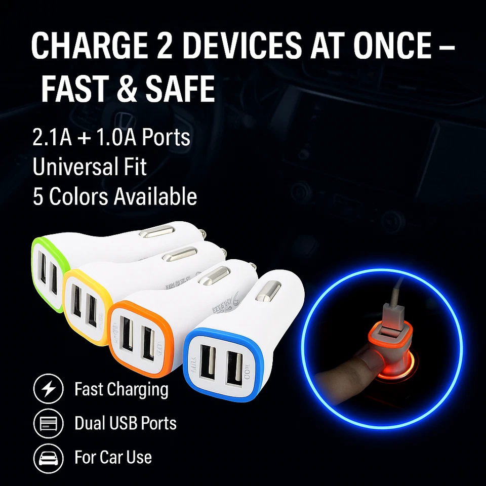 Adaptador USB para Auto con Luz LED Nocturna de Alta Velocidad iPhone Samsung - Image 3 of 4