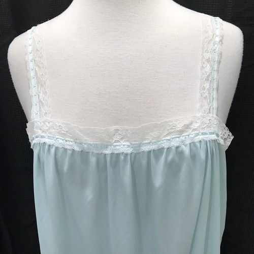 Vtg Blue Nightgown Robe Chiffon Peignoir Set Nylon Lace Flyaway Sz Medium USA - Picture 5 of 12