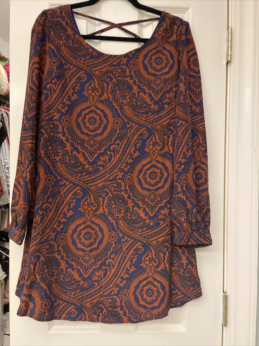Blu Pepper Paisley Navy And Rust Chiffon Dress Sz. M Tunic Or Dress.  Beautiful | eBay