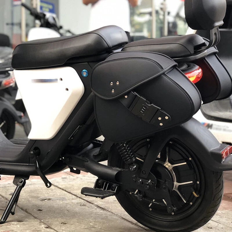PU Leather Motorcycle Password Lock Anti-theft Pack Saddle Double Side Luggage — 第 4/4 张图片