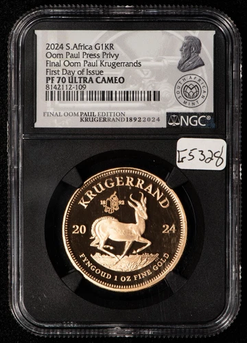 2024 South Africa 1 oz Gold Krugerrand Proof - Oom Paul  - NGC PF 70 - G5328