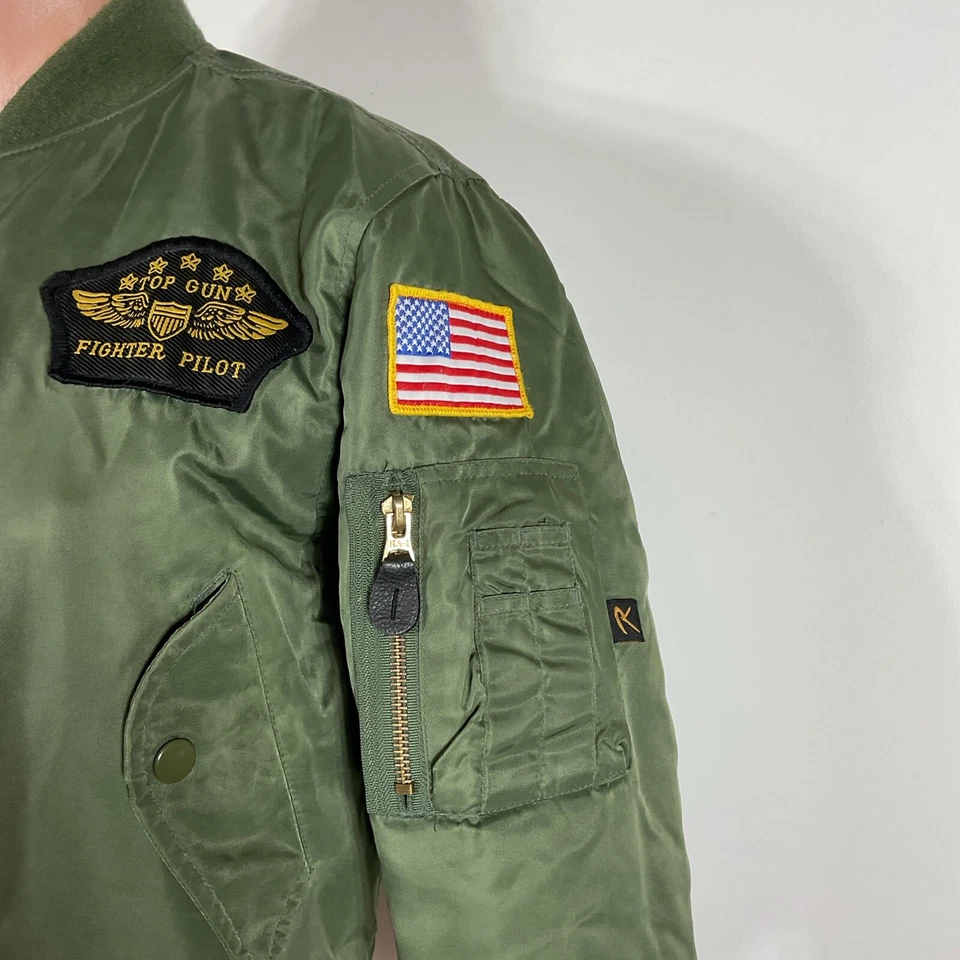 Jaqueta de voo Rothco Ultra Force patches piloto de caça meninos verde tamanho M - Imagem 4 de 4