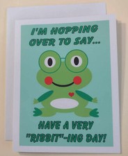 Frog Have A "Ribbit"-ing Day Greeting Card, 4.25" x 5.5", A2 Size, Blank Inside
